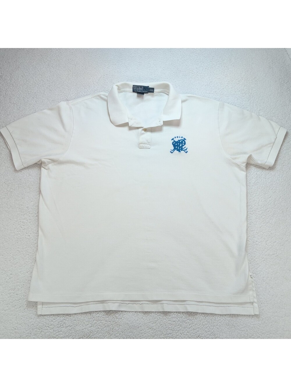 Vtg Polo Ralph Lauren Polo Shirt Men’s 2XL Big Embroidered Crest Logo White